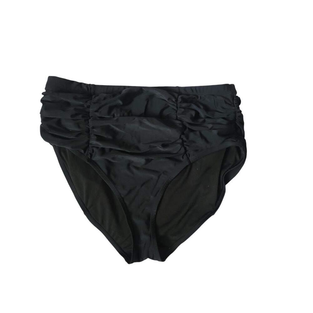 Adore Me rouched high‎ waisted plus size bikini black bottom size 2XL
